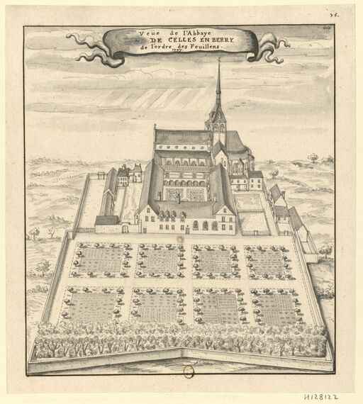 Veue de l'Äbbaye de Celles en Berry de l'ordre des Feuillens // 1707 : [dessin] / [Louis Boudan?]