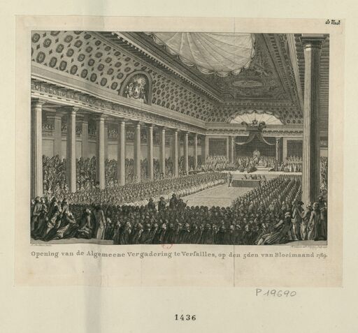 Opening van de Algemeene Vergadering te Versailles : [estampe] / J. Bulthuis delin. ; R. Vinkeles & D. Vrydag, sculp. 1794