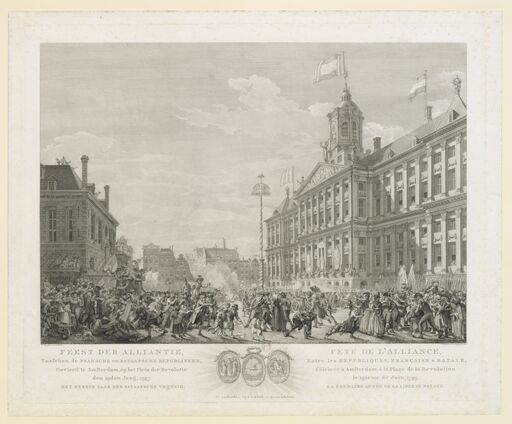 Fête de l'Alliance entre les républiques Française et batave, célébrée à Amsterdam, à la place de la Révolution le 19.ième de juin 1795, la première année de la liberté batave : [estampe]