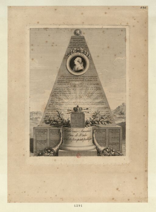 Hommage rendu aux vues bienfaisantes de l'Assemblée nationale constituante et à la loyauté de Louis XVI : dédié aux Français amis de l'ordre et de la prospérité publique... : [estampe] / Aug. de St Aubin invenit & sculp.