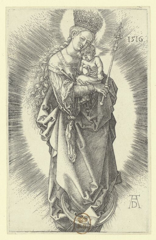 [La Vierge sur un croissant de lune, avec une couronne étoilée et un sceptre] : [estampe] / AD 1516 [A. Dürer] [monogr.]