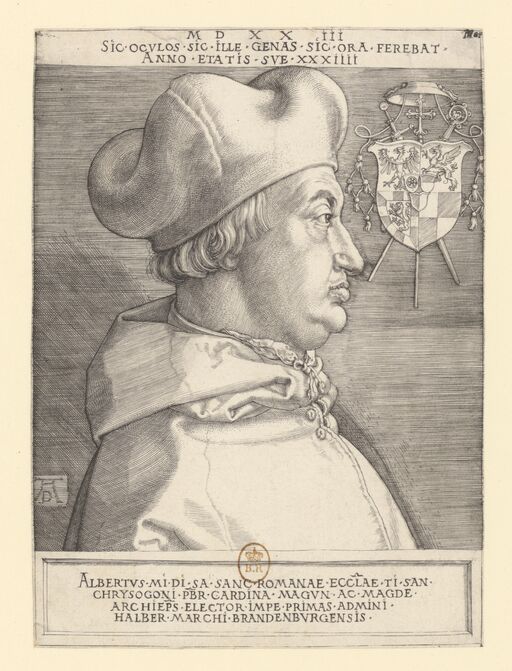 [Le cardinal Albrecht de Brandebourg, dit le 'grand cardinal'] : [estampe] / AD[A. Dürer] [monogr.]