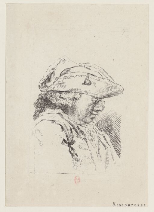 [Tête de bourgeois portant lunettes] : [estampe] ([2nd état]) / [F. Boucher]