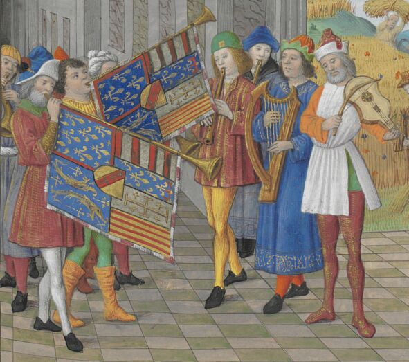 Musicians with arms of René d’Anjou