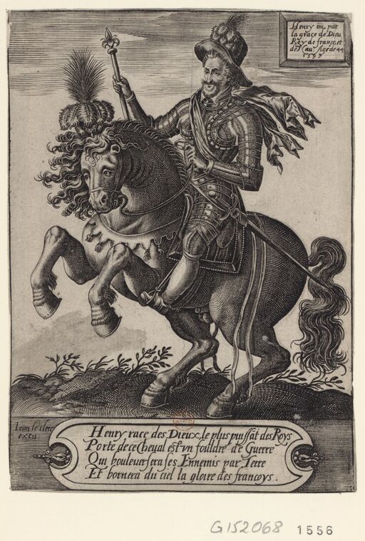 Portrait de Henri IV, à cheval, galopant vers la gauche : [estampe]