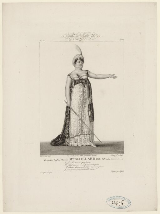 Mademoiselle Maillard dans le rôle d'Armide de Gluck / gravure de Benoît Jne, dessin de Chaumont