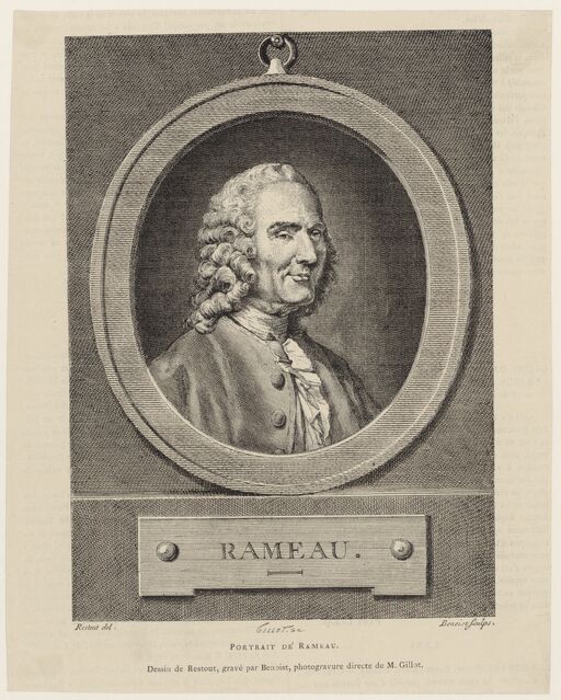 Jean-Philippe Rameau / reprod. photomécanique d'une photogravure directe de M. Gillot, d'après un dessin de Restout gravé par Benoist