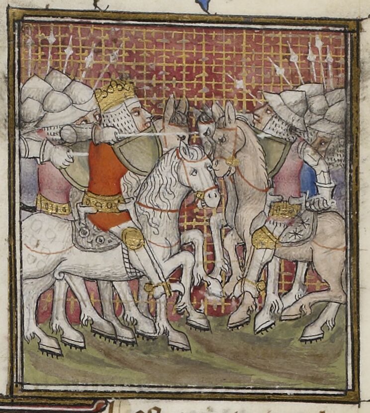 King leading his army in battle