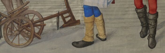 BNF N1, fol. 116v, Details: plow and boots