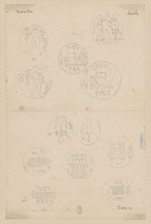 [Voyage en Italie : 1824-1830]., Médailles. Sicile : [dessin] / [Henri Labrouste]