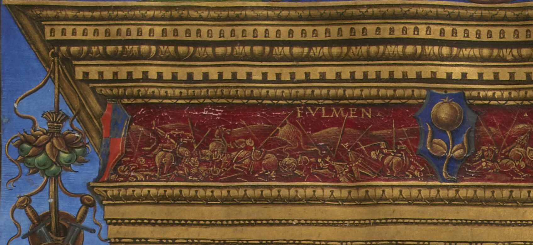 Battle Frieze in red and gold