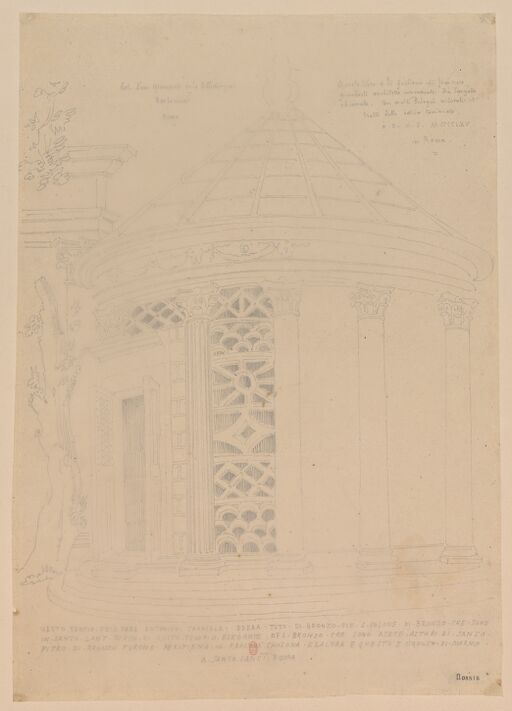 [Journey to Italy: 1824-1830]., [Small circular temple] Ext. a manuscript from the Barberine Library. Rome: [perspective view]: [drawing]/[Henri Labrouste]