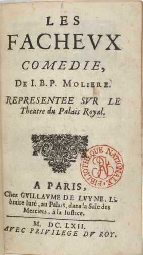 Page de titre de l'édition de 1662 des Fâcheux.