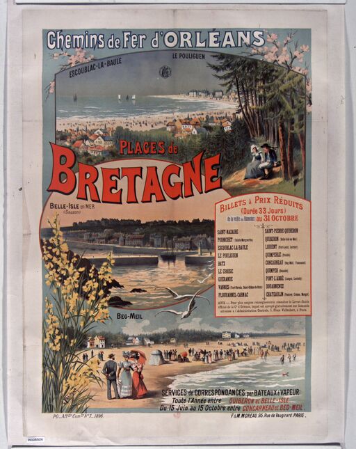 Chemins de fer d'Orléans. Plages de Bretagne : [affiche] / G. Fraipont ; F & M Moreau, 95 rue de Vaugirard, Paris