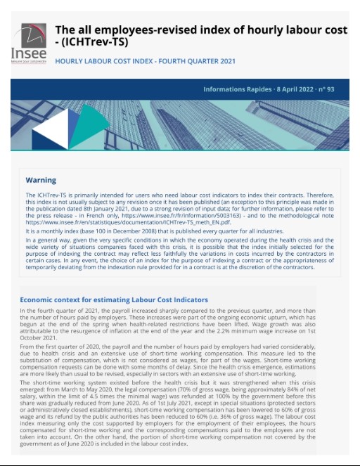 The all employeesrevised index of hourly labour cost (ICHTrevTS