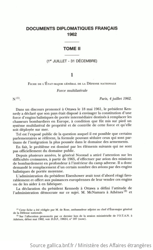 Documents Diplomatiques Français. 1962, Tome II, 1er Juillet-30 ...