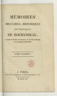 Mémoires militaires, historiques et politiques de Rochambeau  1809
