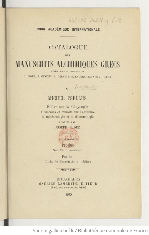 Catalogue Des Manuscrits Alchimiques Grecs Catalogue Des Manuscrits Alchimiques Grecs