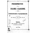 Prospectus de la colonie icarienne. Conditions d'admission  E. Cabet. 1855