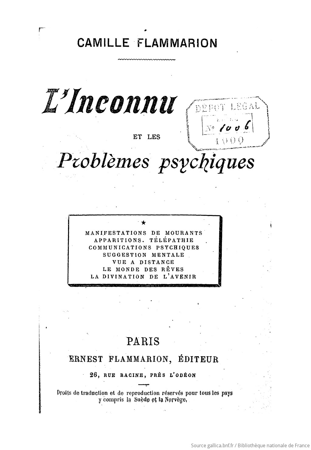 Linconnu Et Les Problèmes Psychiques Manifestations De - 