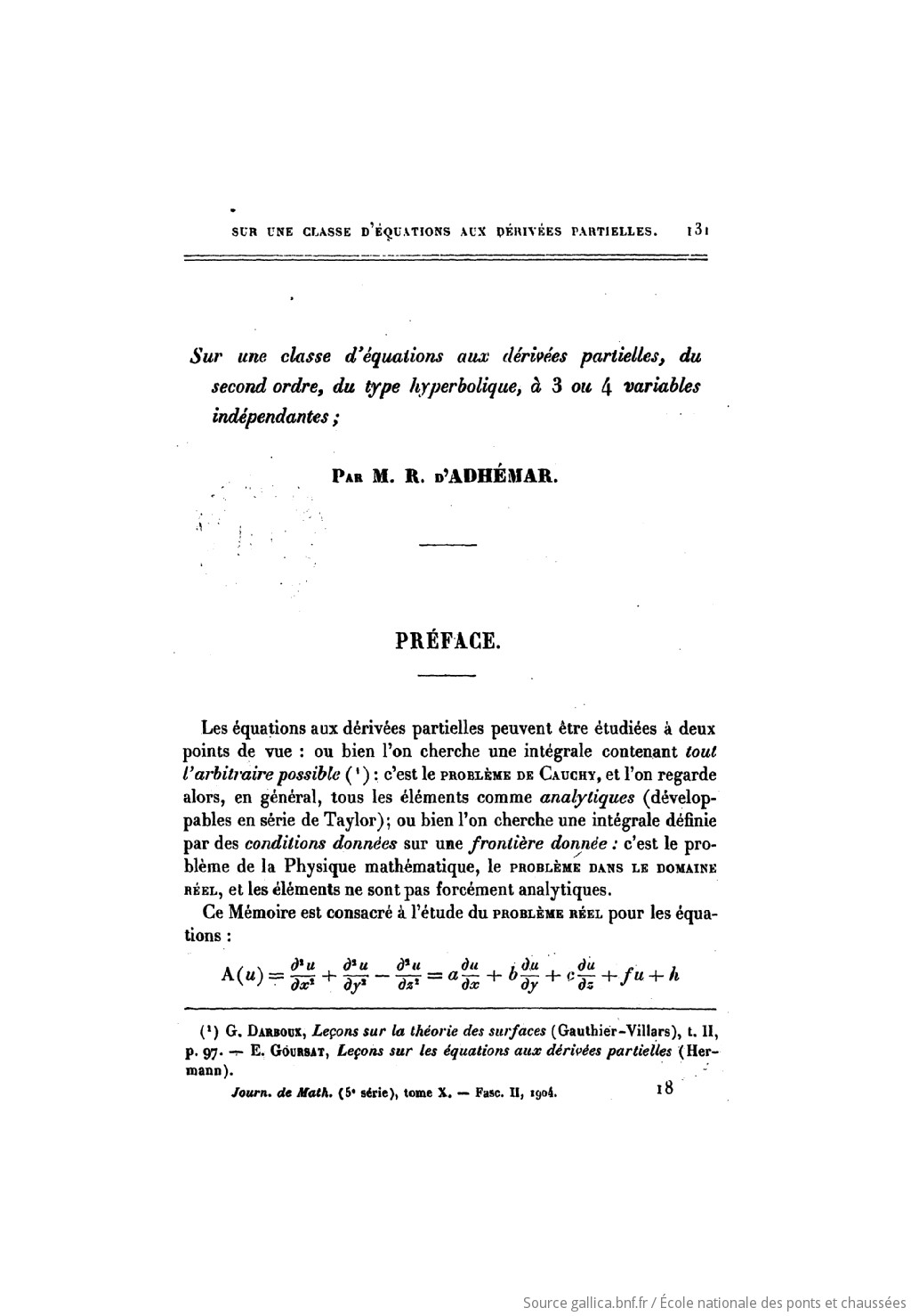 Journal De Mathematiques Pures Et Appliquees Ou Recueil Mensuel De Memoires Sur Les Diverses Parties Des Mathematiques Publie Par Joseph Liouville 1904 Gallica