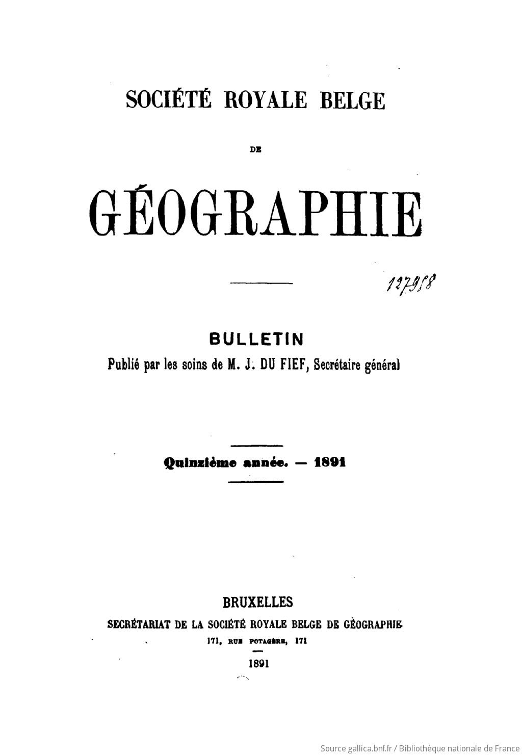 Bulletin / Société belge de géographie