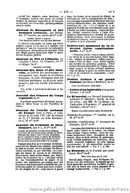 Bibliographie historique et critique de la presse périodique française