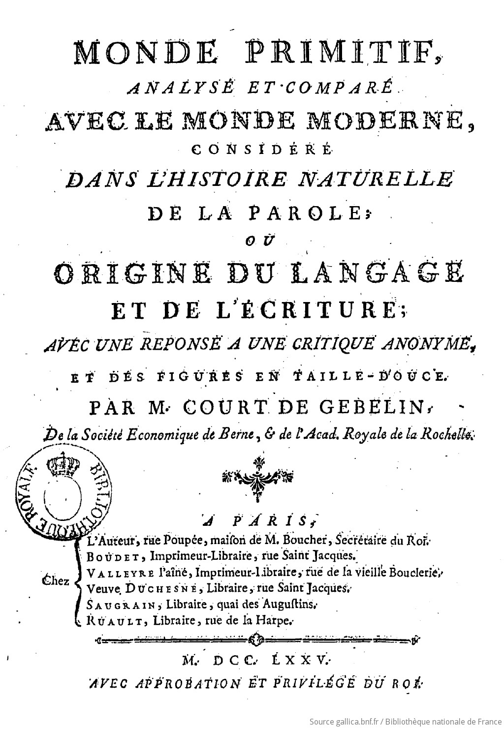 Monde Primitif Analysé Et Comparé Avec Le Monde Moderne