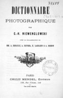 Dictionnaire Photographique  G.-H. Niewenglowski. 1894