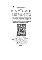 Discours du voyage fait par le capitaine Jaques Cartier aux Terres-neufves de Canadas  J. Cartier. 1598