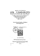 Adieu à la France sur l'embarquement du sieur de Poutrincourt M. Lescarbot. 1606