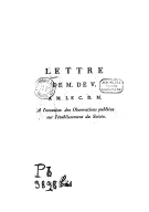 Lettre de M. de V. à M. le C. D. M. à l'occasion des observations publiées sur l'établissement du Scioto 1790