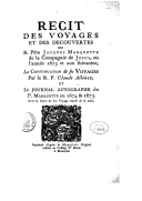 Récit des voyages et des découvertes du R. P. Jacques Marquette  1855