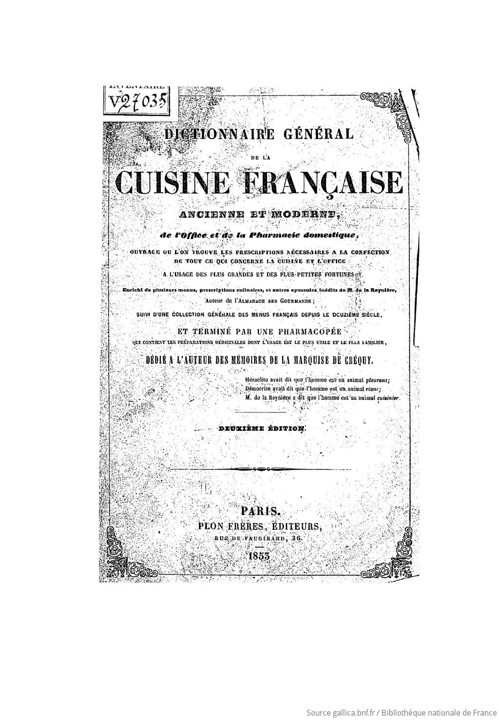 Dictionnaire Général De La Cuisine Française Ancienne Et - 