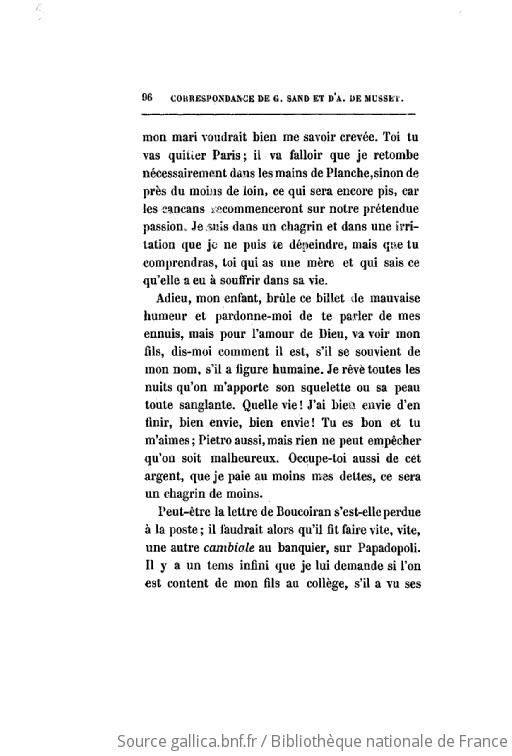 lettre de georges sand à musset