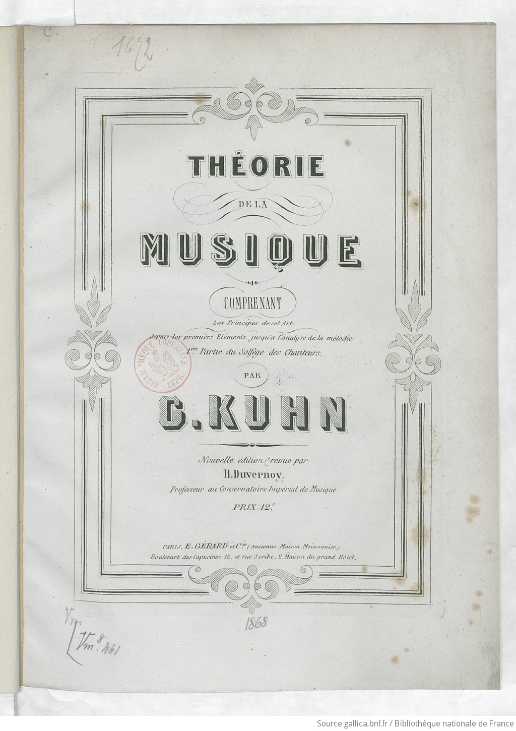 Théorie de la musique, nouvelle édition revue par H. Duvernoy