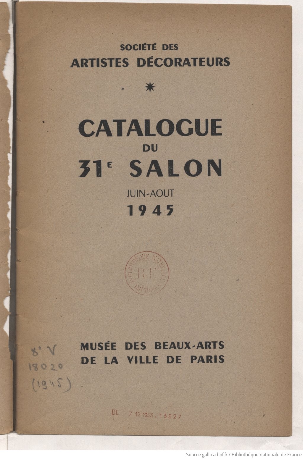 Catalogue Du Salon Societe Des Artistes Decorateurs 1945 Gallica