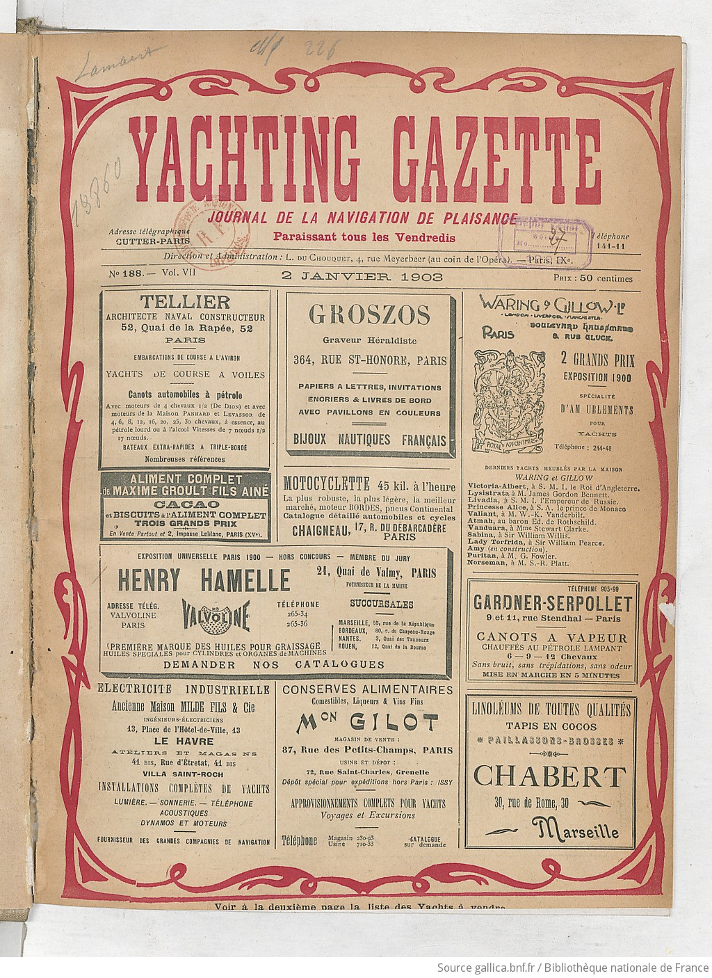 Yachting gazette : journal de la navigation de plaisance