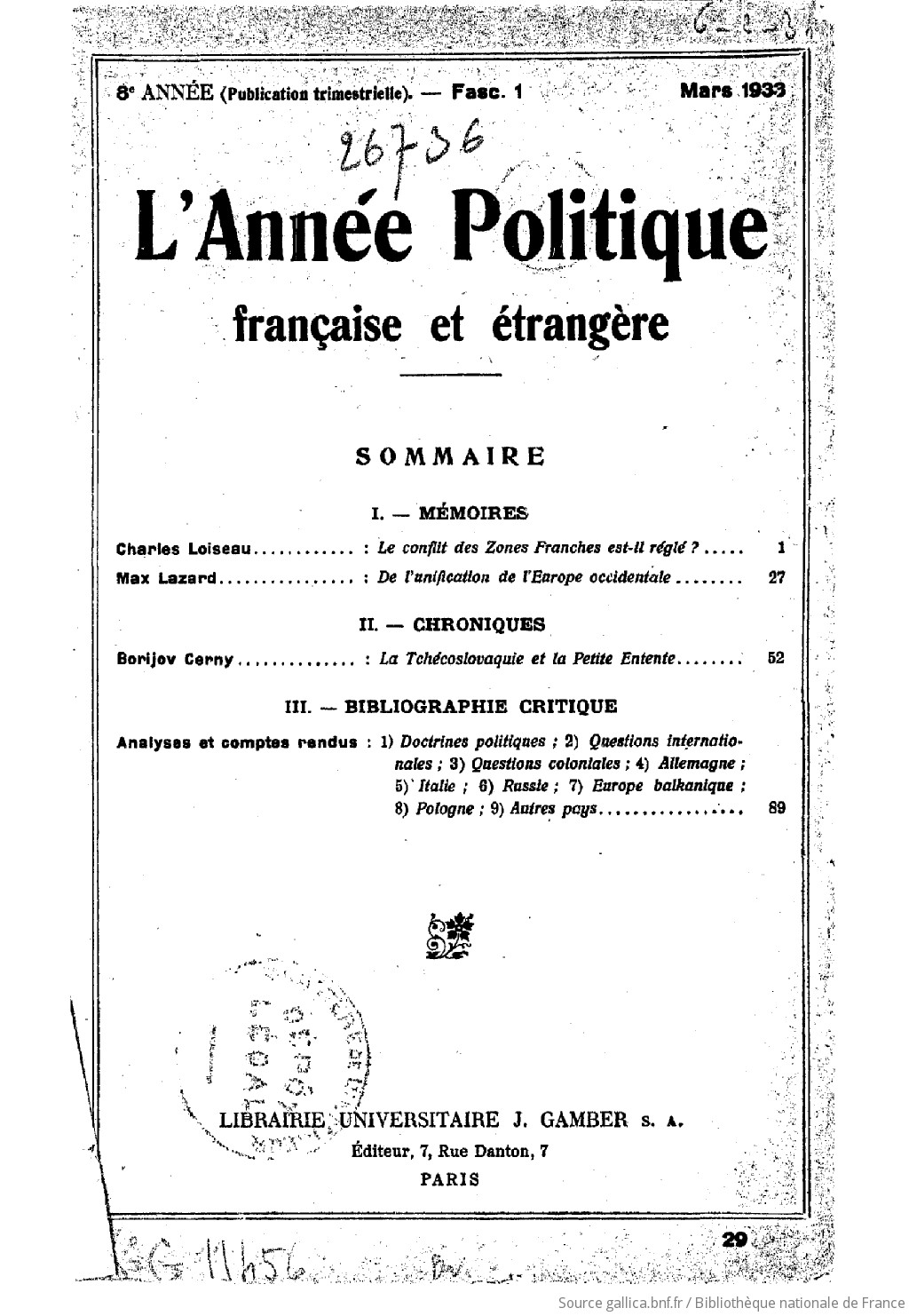 Année politique française et étrangère | 1933 | Gallica