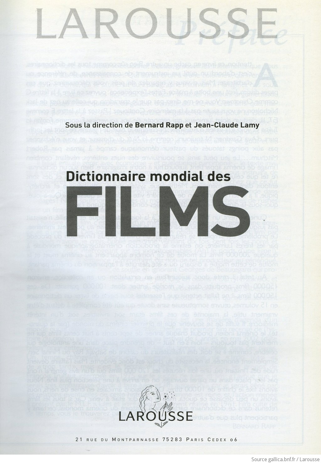 Dictionnaire mondial des films : 11000 films du monde entier / sous la dir.  de Bernard Rapp, Jean-Claude Lamy | Gallica