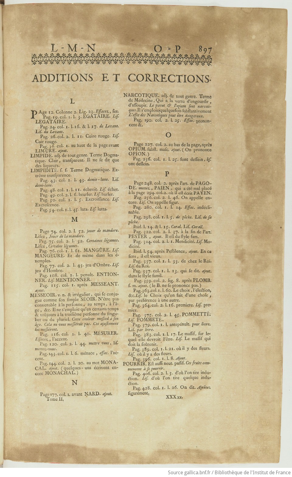 Dictionnaire de l'Académie françoise. Vol. 2 L-Z / . Troisième 