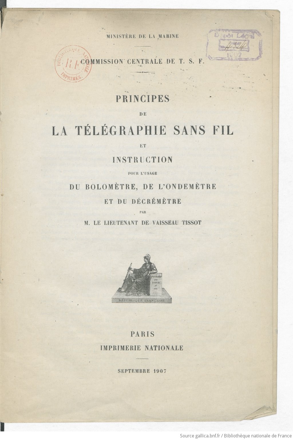 Principes de la t l graphie sans fil et instruction pour l usage