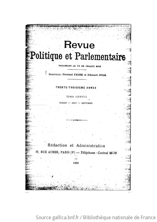 Revue Politique Et Parlementaire : Questions Politiques, Sociales Et ...