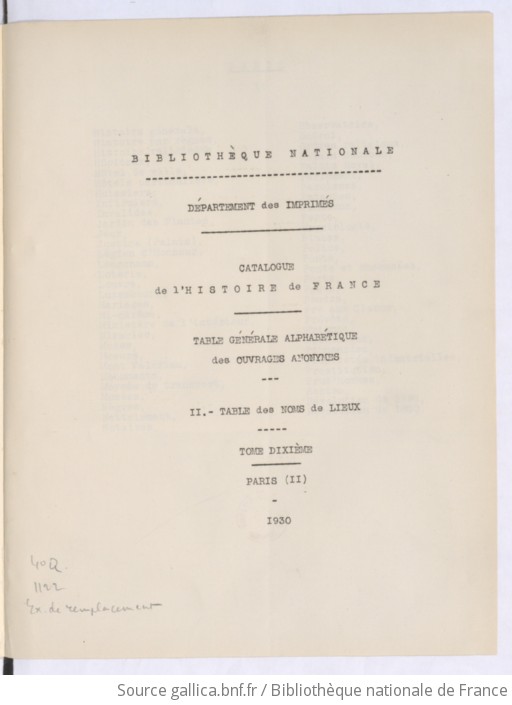 Catalogue De L'histoire De France / Bibliothèque Nationale, Département ...