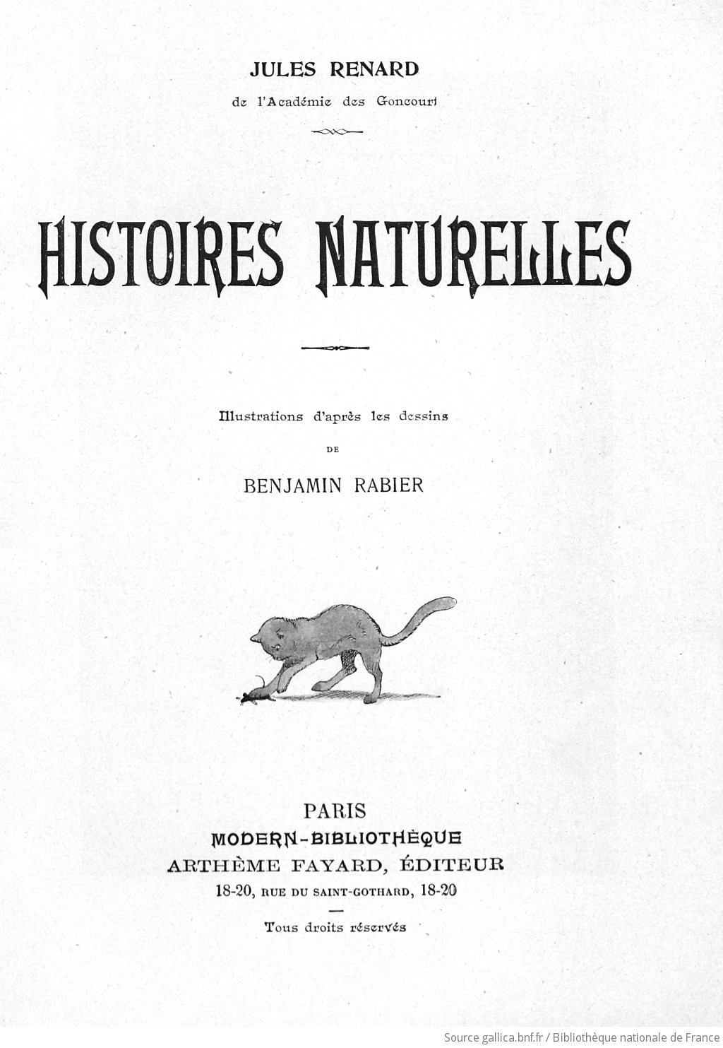Histoires Naturelles Illustrations De Benjamin Rabier Jules Renard Gallica