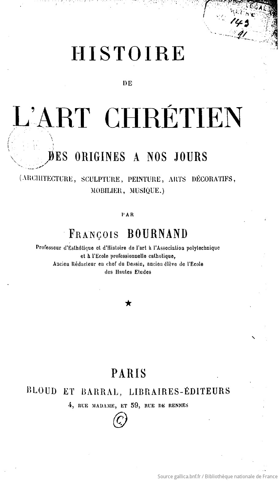 Histoire De Lart Chrétien Des Origines à Nos Jours - 