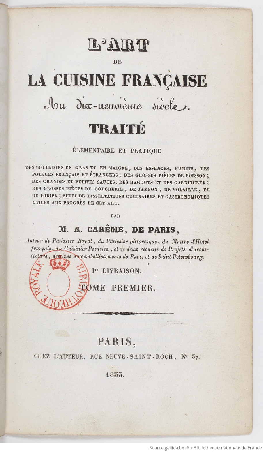 L'art de la cuisine française au XIXe siècle : traité élémentaire et pratique,.... T. 1 / par M. A. Carême,... - View 17 - Page NP