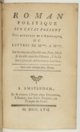 Roman politique sur l'état présent des affaires de l'Amérique  P.-L. de Saintard. 1757