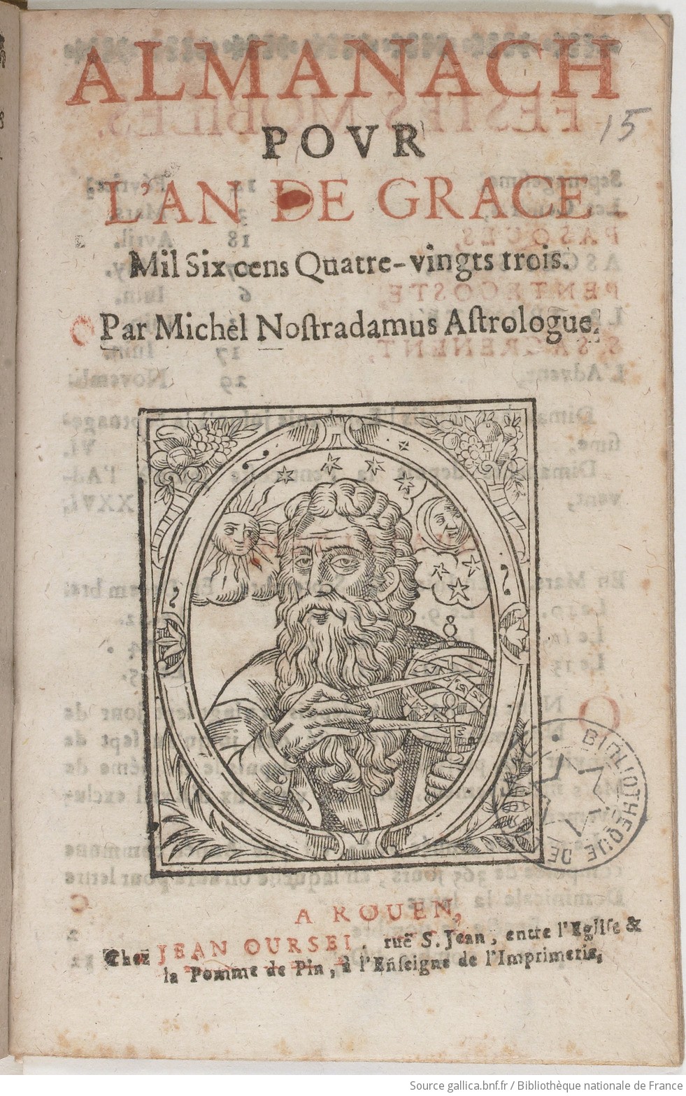 Almanach pour l'an de grâce 1683, par Michel Nostradamus | Gallica