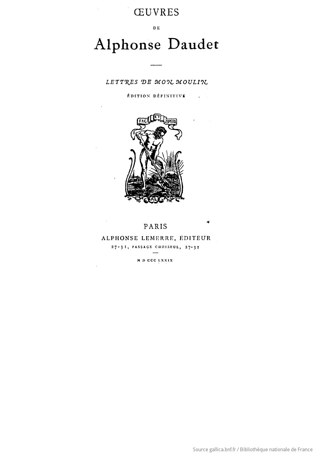 Lettres De Mon Moulin Oeuvres De Alphonse Daudet Gallica